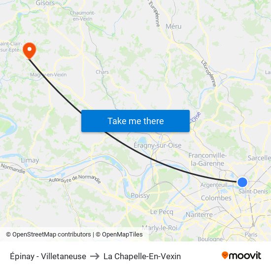 Épinay - Villetaneuse to La Chapelle-En-Vexin map