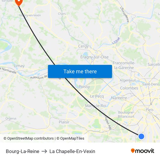 Bourg-La-Reine to La Chapelle-En-Vexin map