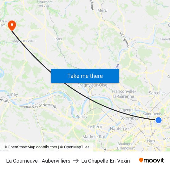 La Courneuve - Aubervilliers to La Chapelle-En-Vexin map
