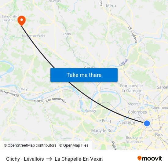 Clichy - Levallois to La Chapelle-En-Vexin map