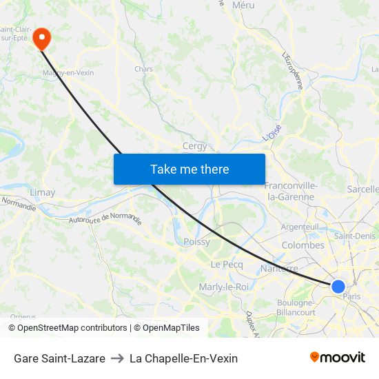 Gare Saint-Lazare to La Chapelle-En-Vexin map
