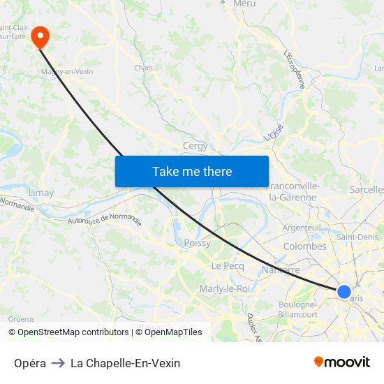 Opéra to La Chapelle-En-Vexin map
