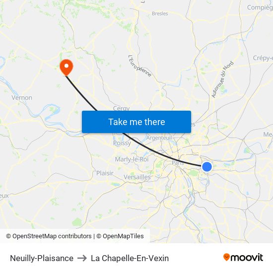 Neuilly-Plaisance to La Chapelle-En-Vexin map
