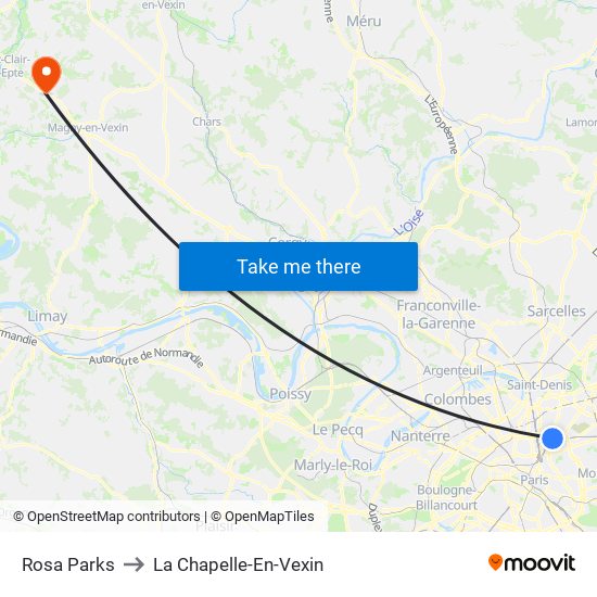 Rosa Parks to La Chapelle-En-Vexin map