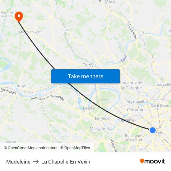 Madeleine to La Chapelle-En-Vexin map