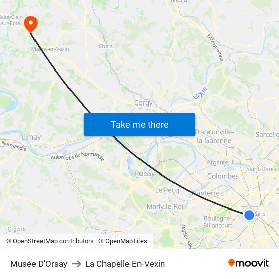 Musée D'Orsay to La Chapelle-En-Vexin map