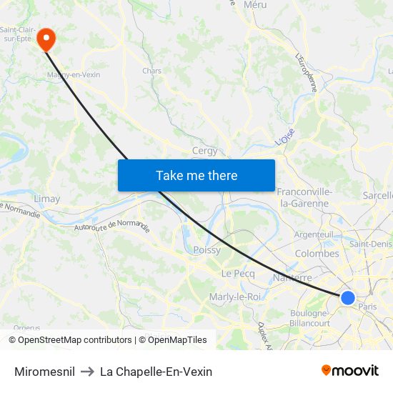 Miromesnil to La Chapelle-En-Vexin map