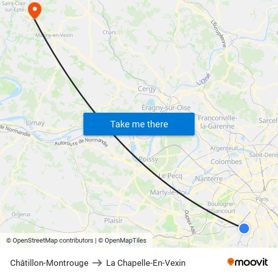 Châtillon-Montrouge to La Chapelle-En-Vexin map