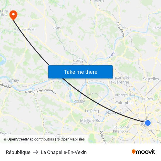 République to La Chapelle-En-Vexin map
