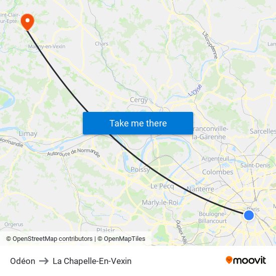 Odéon to La Chapelle-En-Vexin map