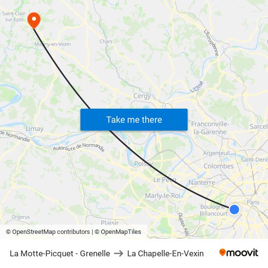 La Motte-Picquet - Grenelle to La Chapelle-En-Vexin map