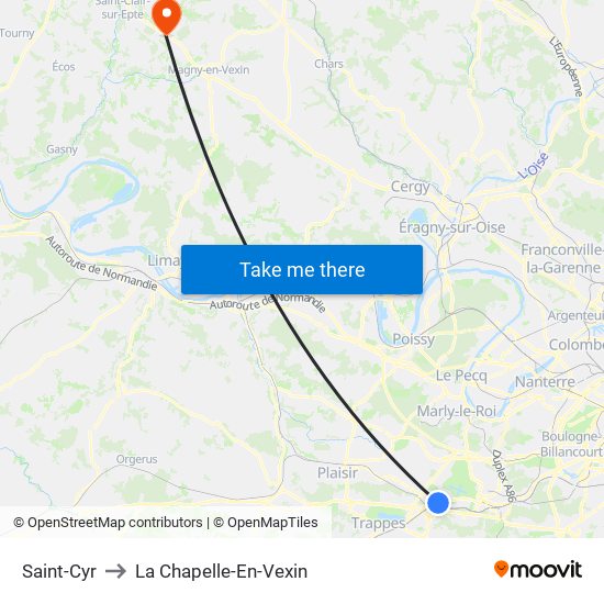 Saint-Cyr to La Chapelle-En-Vexin map