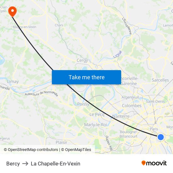 Bercy to La Chapelle-En-Vexin map