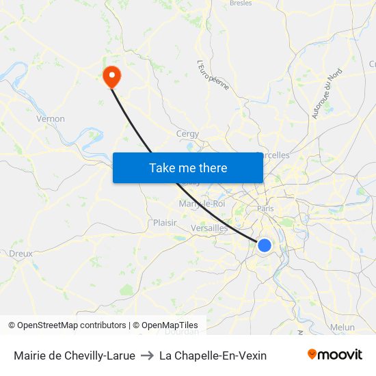 Mairie de Chevilly-Larue to La Chapelle-En-Vexin map