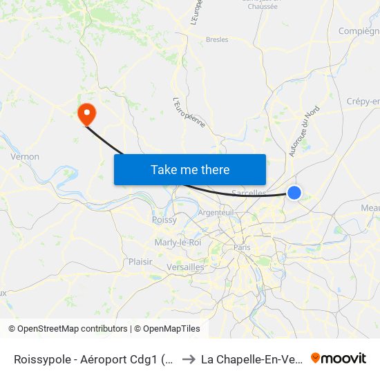 Roissypole - Aéroport Cdg1 (D3) to La Chapelle-En-Vexin map