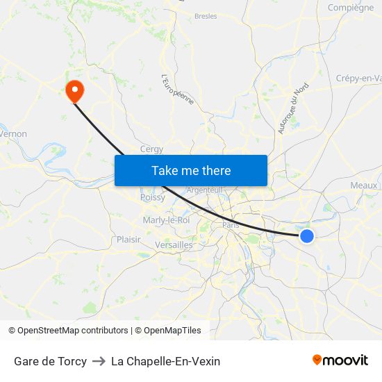 Gare de Torcy to La Chapelle-En-Vexin map