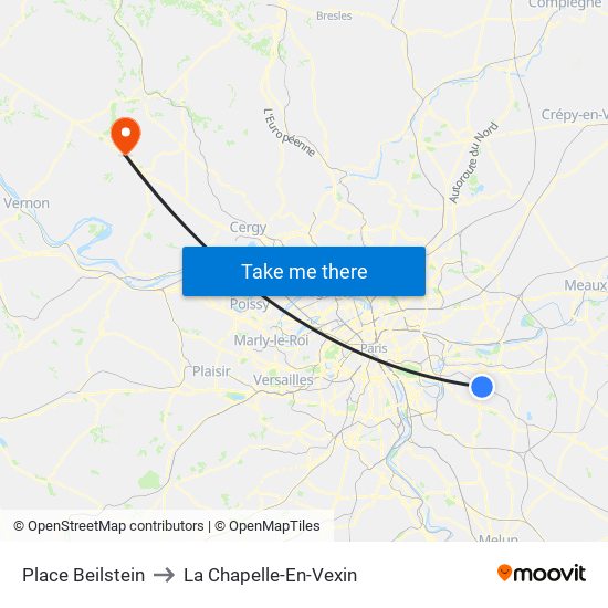 Place Beilstein to La Chapelle-En-Vexin map