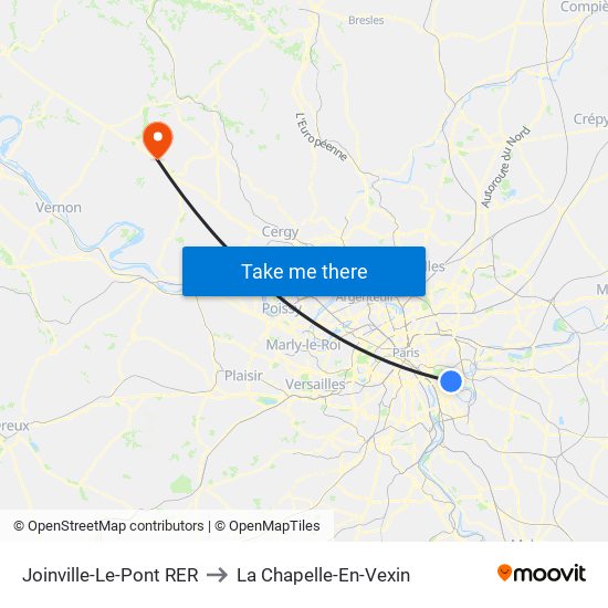 Joinville-Le-Pont RER to La Chapelle-En-Vexin map