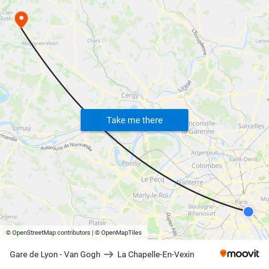 Gare de Lyon - Van Gogh to La Chapelle-En-Vexin map