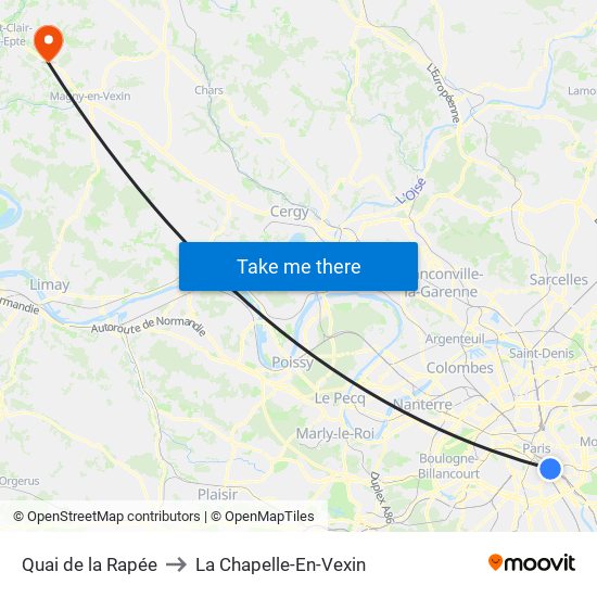 Quai de la Rapée to La Chapelle-En-Vexin map