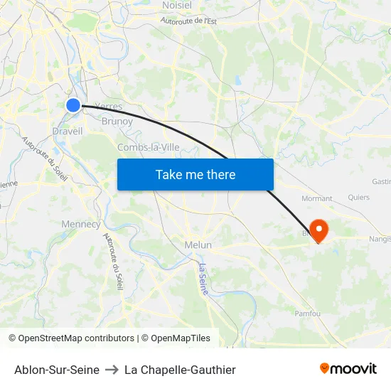 Ablon-Sur-Seine to La Chapelle-Gauthier map