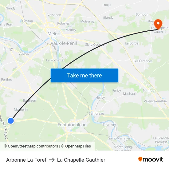 Arbonne-La-Foret to La Chapelle-Gauthier map
