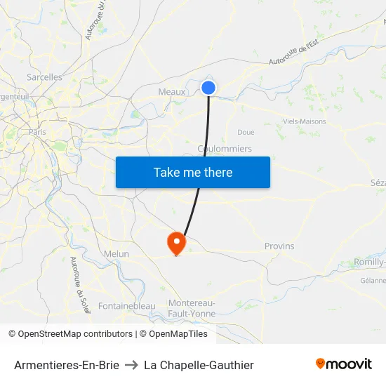 Armentieres-En-Brie to La Chapelle-Gauthier map