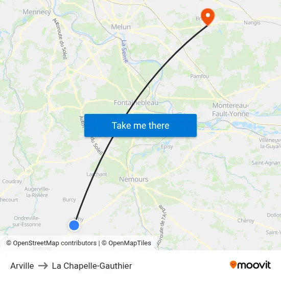 Arville to La Chapelle-Gauthier map