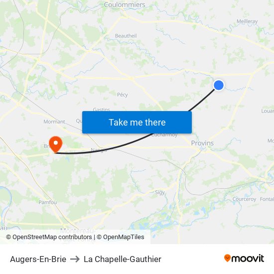 Augers-En-Brie to La Chapelle-Gauthier map