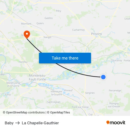 Baby to La Chapelle-Gauthier map