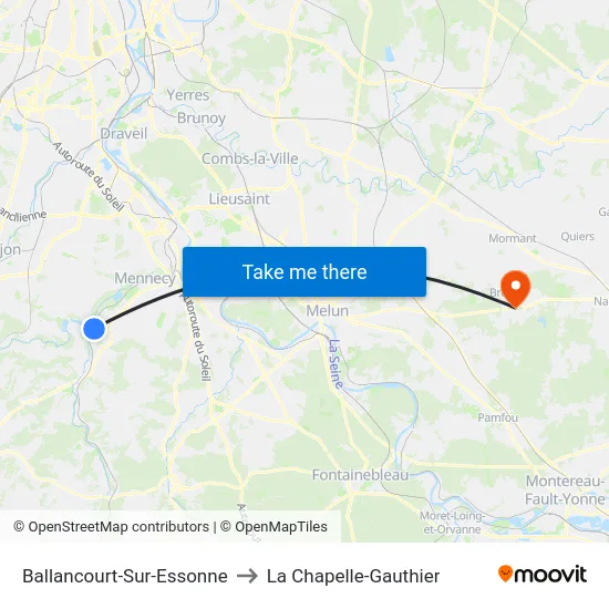 Ballancourt-Sur-Essonne to La Chapelle-Gauthier map