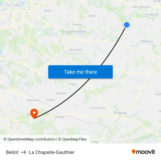 Bellot to La Chapelle-Gauthier map