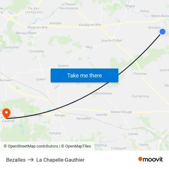 Bezalles to La Chapelle-Gauthier map