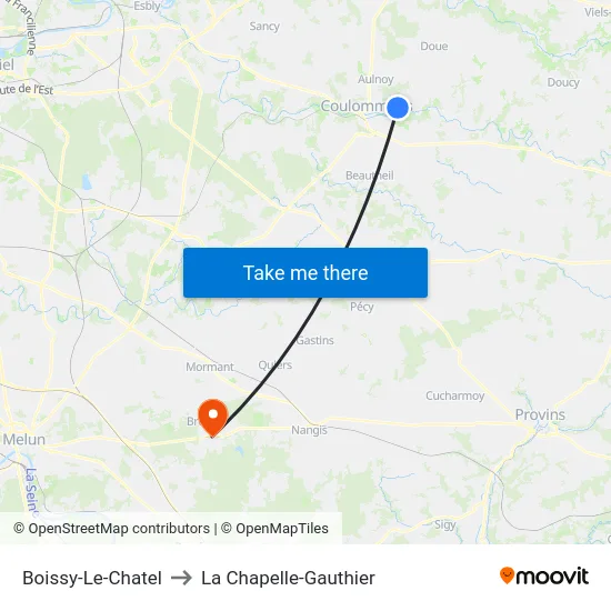 Boissy-Le-Chatel to La Chapelle-Gauthier map