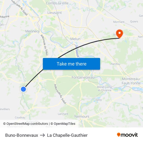 Buno-Bonnevaux to La Chapelle-Gauthier map