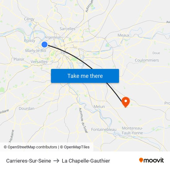 Carrieres-Sur-Seine to La Chapelle-Gauthier map