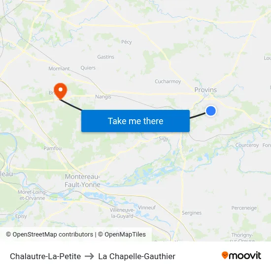 Chalautre-La-Petite to La Chapelle-Gauthier map