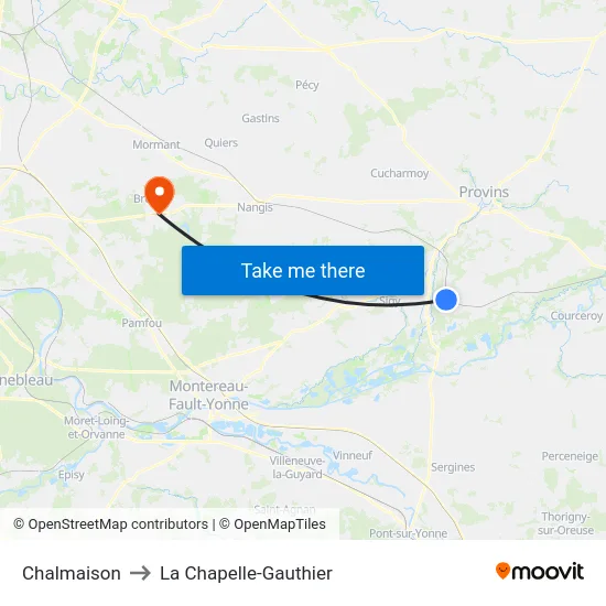 Chalmaison to La Chapelle-Gauthier map