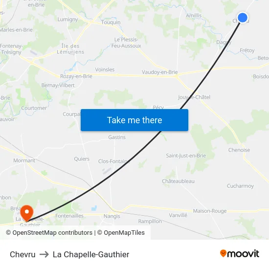 Chevru to La Chapelle-Gauthier map
