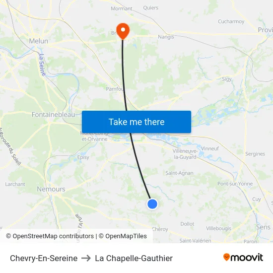 Chevry-En-Sereine to La Chapelle-Gauthier map