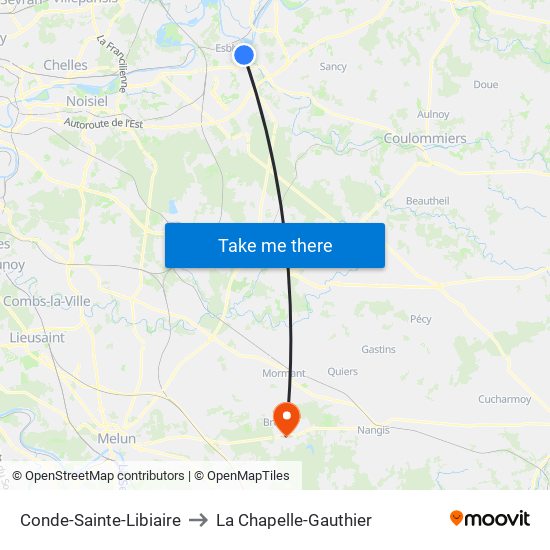 Conde-Sainte-Libiaire to La Chapelle-Gauthier map