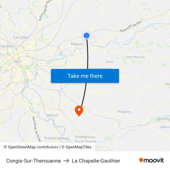 Congis-Sur-Therouanne to La Chapelle-Gauthier map