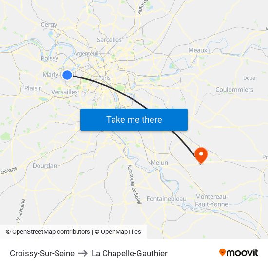 Croissy-Sur-Seine to La Chapelle-Gauthier map