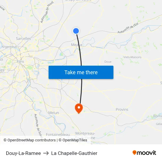 Douy-La-Ramee to La Chapelle-Gauthier map
