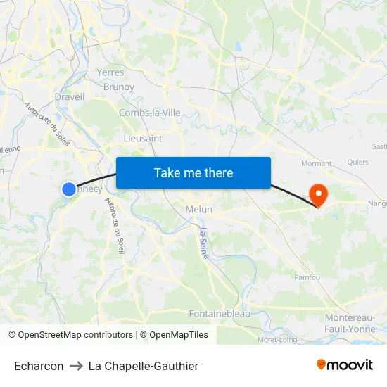 Echarcon to La Chapelle-Gauthier map