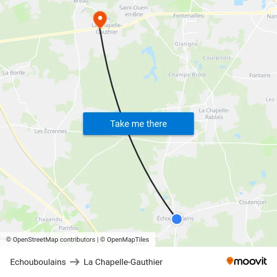 Echouboulains to La Chapelle-Gauthier map