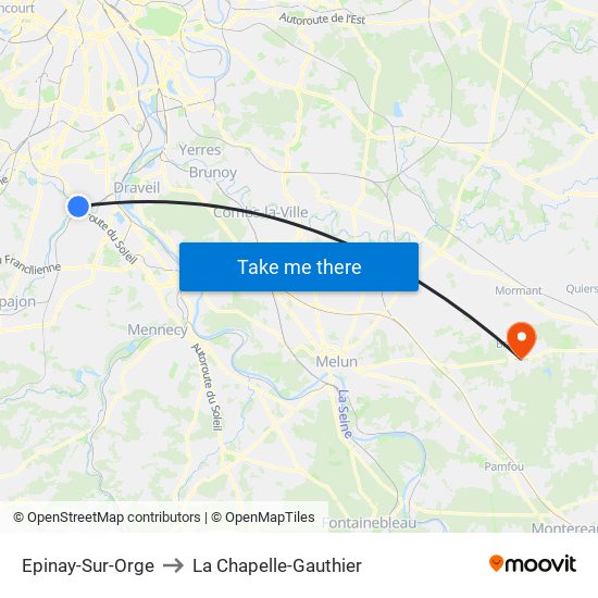 Epinay-Sur-Orge to La Chapelle-Gauthier map