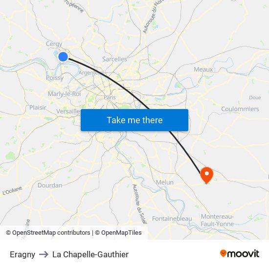 Eragny to La Chapelle-Gauthier map