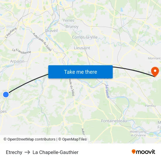 Etrechy to La Chapelle-Gauthier map