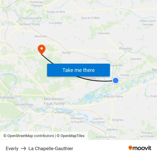 Everly to La Chapelle-Gauthier map